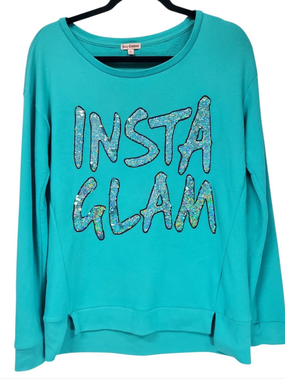 Juicy COUTURE Insta Glam Glitter Sequin Sweatshirt Medium Fashion Grunge Shimmer